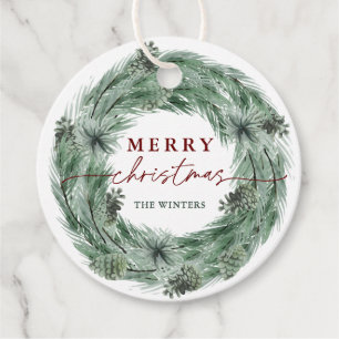 Pine Tree met prettige kerst met QR-code Bedankjes Labels