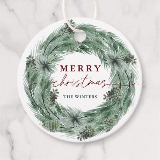 Pine Tree met prettige kerst met QR-code Bedankjes Labels (Voorkant)