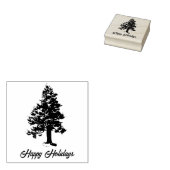 Pine Tree met Sneeuwscript Happy Holiday Christmas Rubberstempel (Gestempeld)