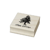 Pine Tree met Sneeuwscript Happy Holiday Christmas Rubberstempel (Stempel)