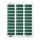 Pine Tree Modern Groen Buffalo Plaid Kerst Etiket (Full Sheet)