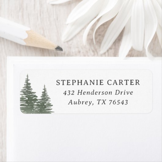 Pine Tree Mountain Baby shower retouradres Etiket (Insitu)
