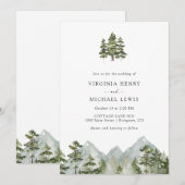 Pine Tree Mountain bruiloft Kaart (Voorkant / Achterkant)