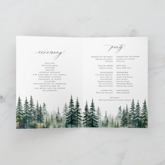 Pine Tree Mountain Forest huwelijksceremonie progr Programma (Binnen)