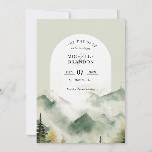 Pine Tree Mountain Natuur Adventure Foto Save The Date (Voorkant)