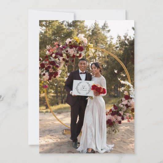 Pine Tree Mountain QR-code trouwdatum aankondiging (Achterkant)