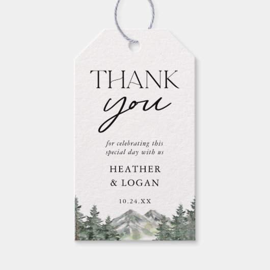 Pine Tree Mountain Trouw Dank Je Cadeaulabel (Voorkant)