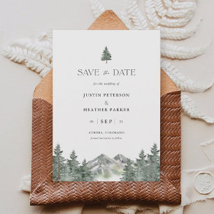Pine Tree Mountain Trouw Save The Dates Kaart