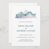 Pine Tree Mountains Natuur Woodland Green Wedding Kaart (Voorkant / Achterkant)