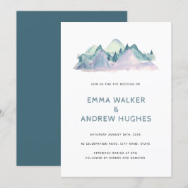 Pine Tree Mountains Natuur Woodland Green Wedding Kaart