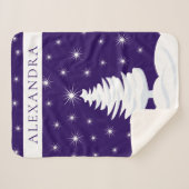 Pine Tree Night Sky Stars Monogram Sherpa Blanket Sherpa Deken (Voorkant (horizontaal))