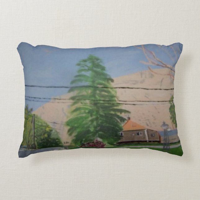 Pine Tree on Street Accent Pillow 16 x 12 inch Kussen (Voorkant)