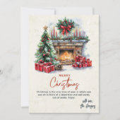 Pine Tree open haard en Cadeaus aangepaste kerst Feestdagenkaart (Voorkant)