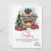 Pine Tree open haard en Cadeaus aangepaste kerst Feestdagenkaart (Voorkant)