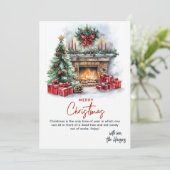 Pine Tree open haard en Cadeaus aangepaste kerst Feestdagenkaart (Staand voorkant)