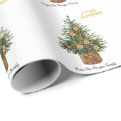 Pine Tree,Orange Prettig kerstfeest Cadeaupapier (Rol Hoek)