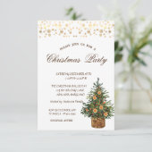 Pine Tree Oranje, Gold Stippen kerstparty Kaart (Staand voorkant)