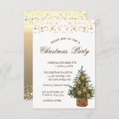 Pine Tree Oranje, Gold Stippen kerstparty Kaart (Voorkant / Achterkant)