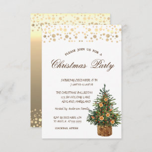 Pine Tree Oranje, Gold Stippen kerstparty Kaart