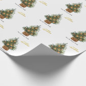 Pine Tree, Oranje kerst Cadeaupapier (Hoek)