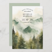 Pine Tree Outdoor Mountain Natuur Avontuur Save The Date (Voorkant / Achterkant)