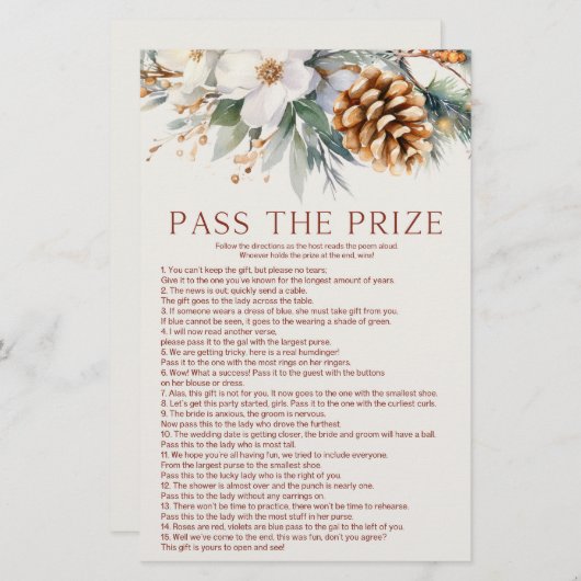 Pine Tree Pass de prijs Vrijgezellenfeest spel Briefpapier (Voorkant / Achterkant)