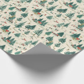 Pine Tree Pattern: Snowy Houses & Village Cadeaupapier (Hoek)