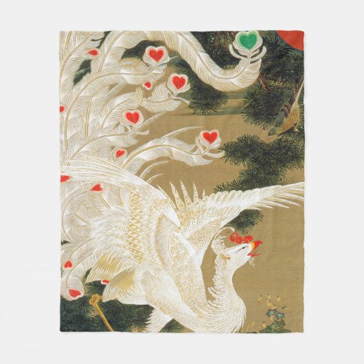 Pine Tree & Phoenix (Love Heart Phoenix), Jakuchu Fleece Deken (Voorkant)