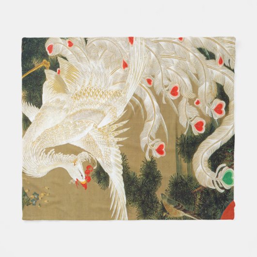 Pine Tree & Phoenix (Love Heart Phoenix), Jakuchu Fleece Deken (Voorkant (Horizontaal))
