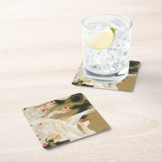 Pine Tree & Phoenix (Love Heart Phoenix), Jakuchu Kartonnen Onderzetters (Insitu)