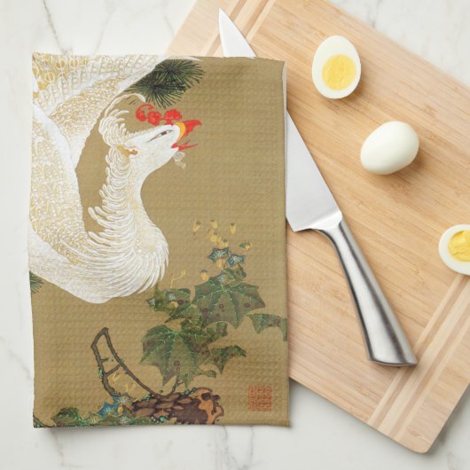 Pine Tree & Phoenix (Love Heart Phoenix), Jakuchu Theedoek (Quarter Fold)