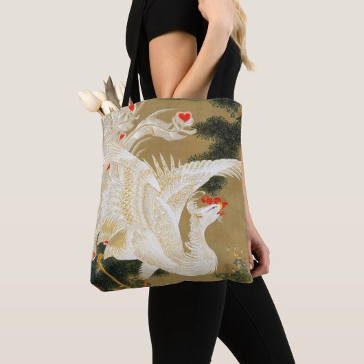 Pine Tree & Phoenix (Love Heart Phoenix), Jakuchu Tote Bag (Dichtbij)