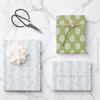 Pine Tree & Pine Cone Cadeaupapier Set