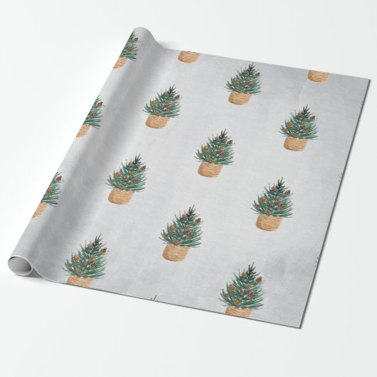 Pine Tree, Pine Cones Holiday Cadeaupapier (Uitgerold)
