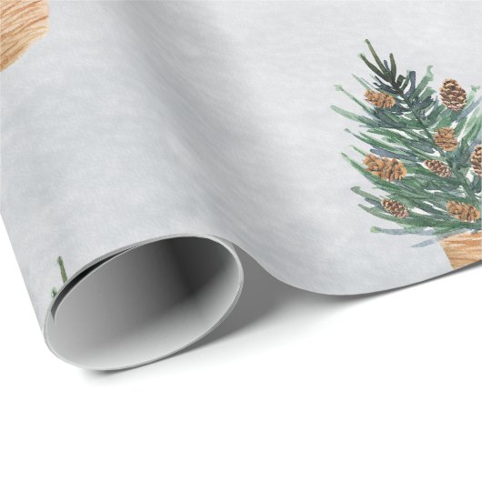 Pine Tree, Pine Cones Holiday Cadeaupapier (Rol Hoek)