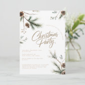 Pine Tree Pinecones Minimalistisch Kerstfeest Kaart (Staand voorkant)