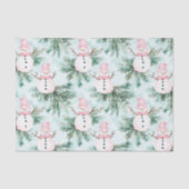 Pine Tree Pink White Snowman Girl Christmas Tissuepapier (Voorkant)