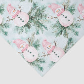 Pine Tree Pink White Snowman Girl Christmas Tissuepapier (Detail)