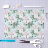 Pine Tree Pink White Snowman Girl Christmas Tissuepapier (Craft)