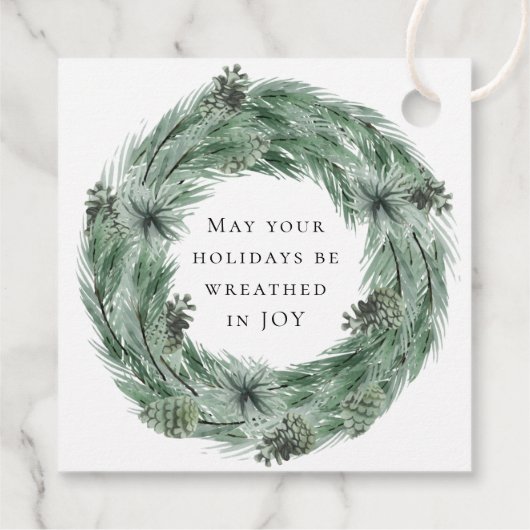 Pine Tree Prettige feestdagen Green & Red Bedankjes Labels (Achterkant)