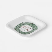 Pine Tree Prettige feestdagen Green & Red Papieren Bordje (Gebogen)