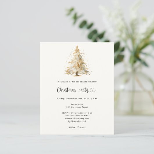 Pine tree QR business Christmas Party uitnodiging (Staand voorkant)