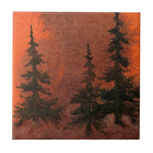 Pine Tree Red Dawn Tile Tegeltje
