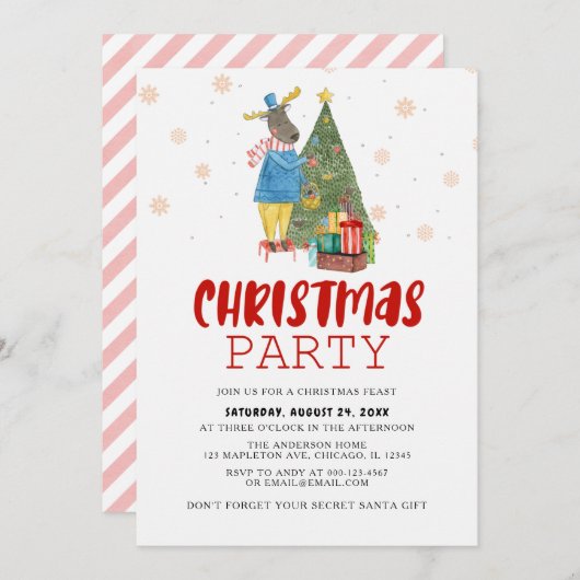 Pine Tree Reindekerst Kaart (Voorkant / Achterkant)