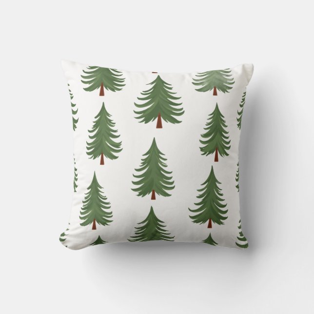 Pine Tree Repeat Pattern – Evergreen Forest Design Kussen (Voorkant)