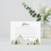 Pine Tree Rustic Adventure Baby shower Advice Card Informatiekaartje (Staand voorkant)