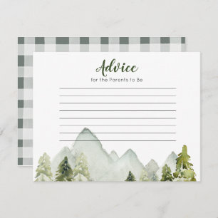 Pine Tree Rustic Adventure Baby shower Advice Card Informatiekaartje