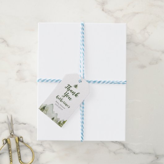 Pine Tree Rustic Adventure-Baby shower Hartelijk d Cadeaulabel (Met Touw)