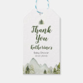 Pine Tree Rustic Adventure-Baby shower Hartelijk d Cadeaulabel (Voorkant)