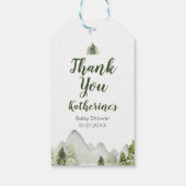 Pine Tree Rustic Adventure-Baby shower Hartelijk d Cadeaulabel (Achterkant)